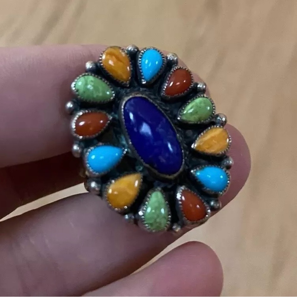 Don Lucas Sterling Stone Cluster Ring size 8.5